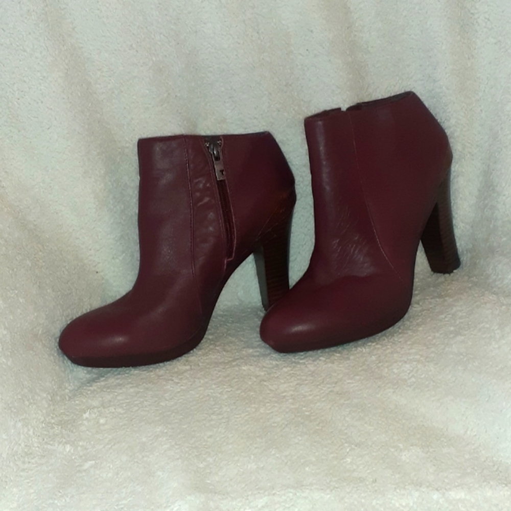 Cranberry leather ankle boots